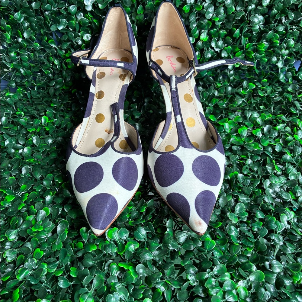 Boden Black and White Polka Dot Heels